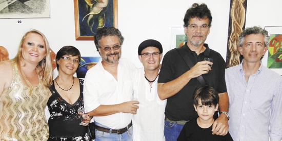Cristiane Gasparoto, Berliet Bouzani, Ivo Indiano, Uiliam José, Gustavo Lopes (com o filho Guga) e Marcelo Jordão, na inauguração da Oficina  Cultural de Franca